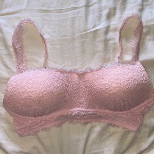 pink lace wire free bra xl